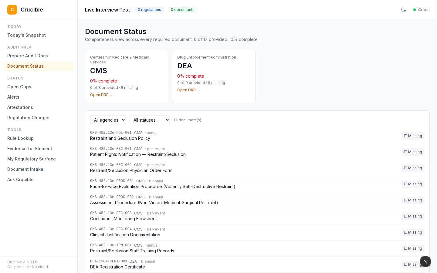 Document Status page