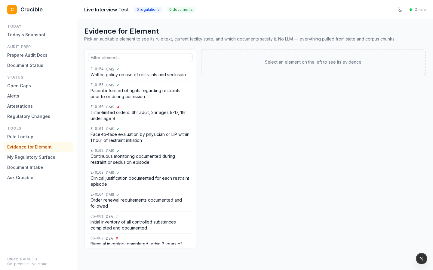 Evidence for Element page