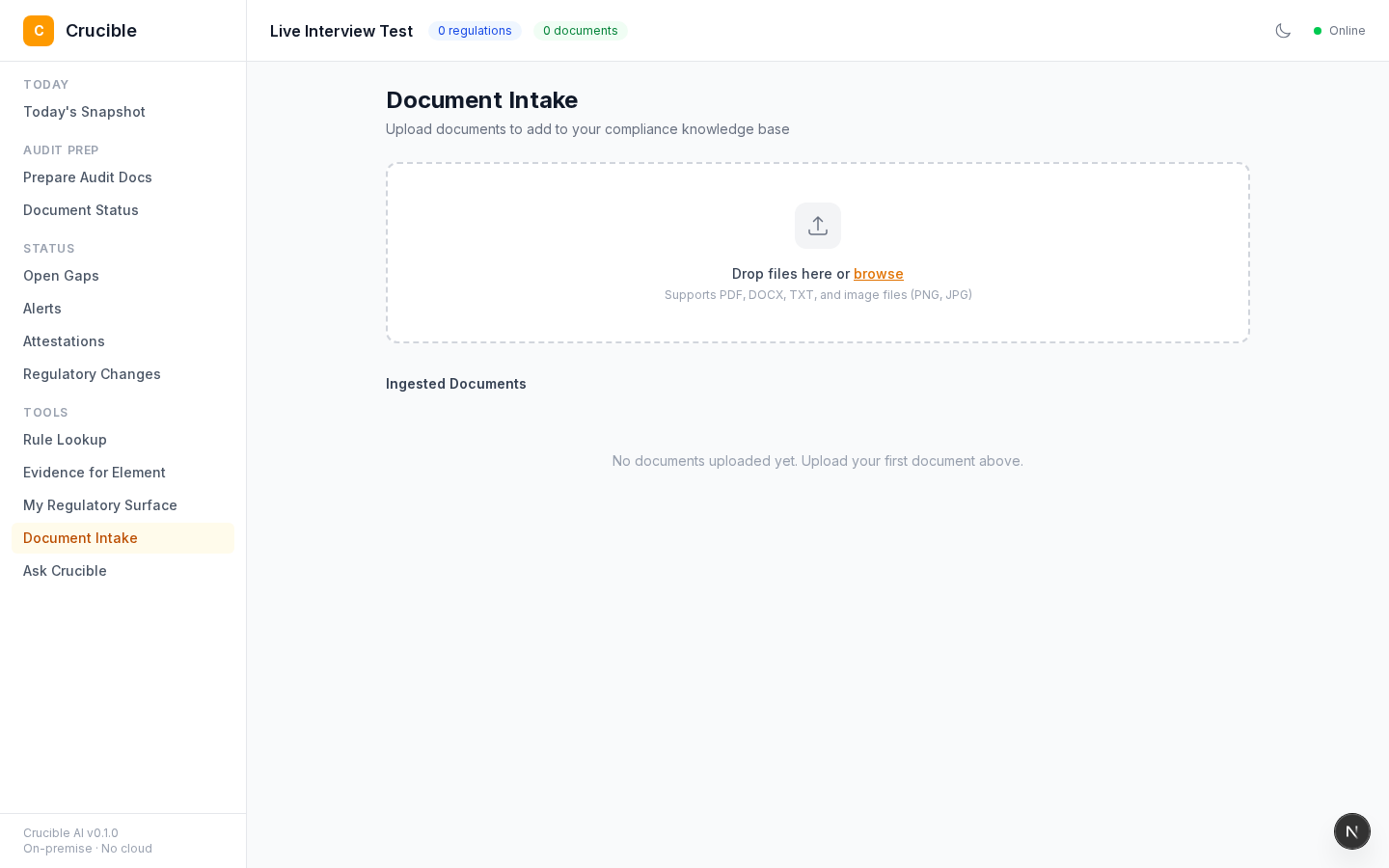 Document Intake page